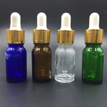 

2Pcs 4 Colors Empty Glass Dropper Bottle Essential Oil Perfume Pipette Vials Gold Cap 5/10ML