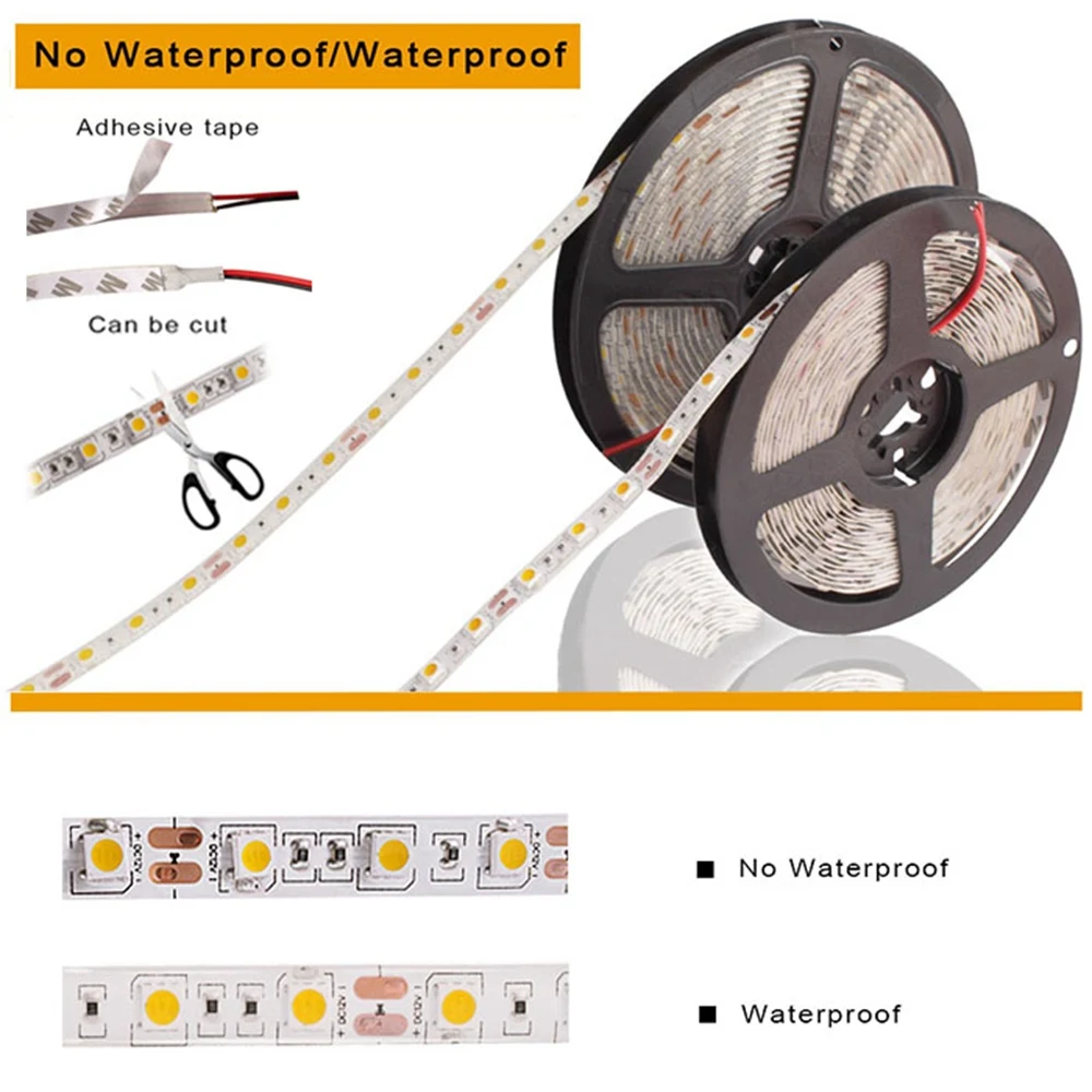 RGBW RGBWW RGB Светодиодная лента WiFi DC 12 В 5050 водонепроницаемый гибкий светодиодный светильник лента 60 светодиодный s/m 5 м IR WiFi контроллер адаптер питания