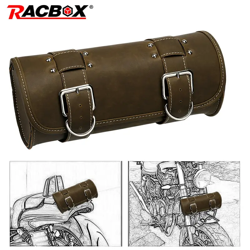 

Motorcycle Fork Tool Bags Shape Motocross Storage Bag Motorbike Travel Luggage Bag Saddle Saddlebags weatherproof PU Leather