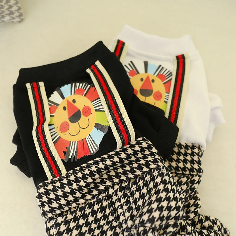 千鸟格狮子背带裤13