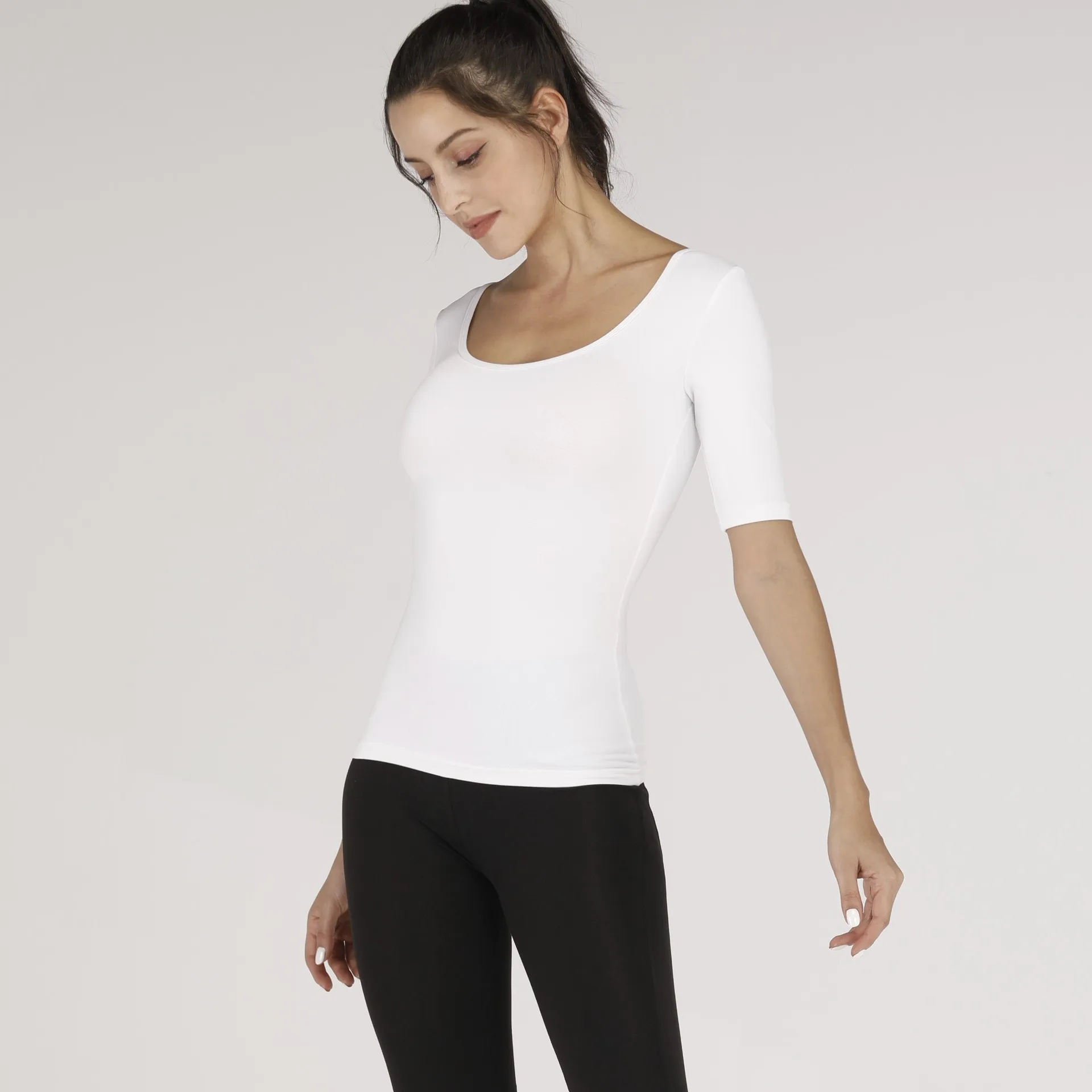 [gold hyuna celebrity style] 2019 new style yoga short-sleeved t