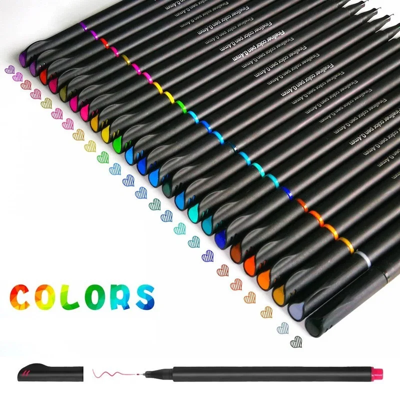 0.4mm Fineliner Pen Set Fine Liner Colouring Fineliners Assorted Colour 12//24//36