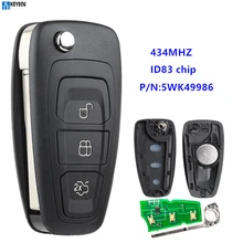 KEYECU 434MHz ID83 チップ 5WK49986 交換リモートキー Fob 3 ボタンフォード C-Max S-Max フォーカス MK3 グランドモンデオ 2010-2017