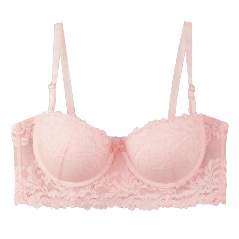 Women's Bra 1/2 Cup Underwire Underwear For Female Lace Padded Bras Push Up Brassiere Detachable Shoulder Strap 32-34-36-38 B-C