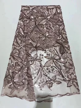 

Nigerian Wedding Lace 2019 High-End Glass Crystal Tulle African French Net Embroidered 3D Beaded Bridal Lace Fabric