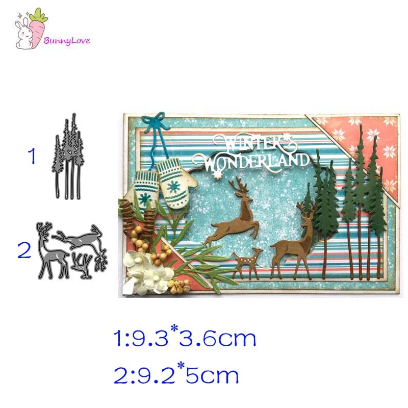 

Christmas tree and christmas deer Metal cutting dies Stencil Scrap booking Photo Album Card Paper Embossing Craft DIY