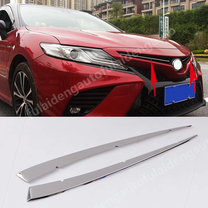 2 шт. для Toyota Camry Sport SE XSE Серебро Титан Передняя Верхняя решетка сетки декоративные яркие полосы автомобильные аксессуары
