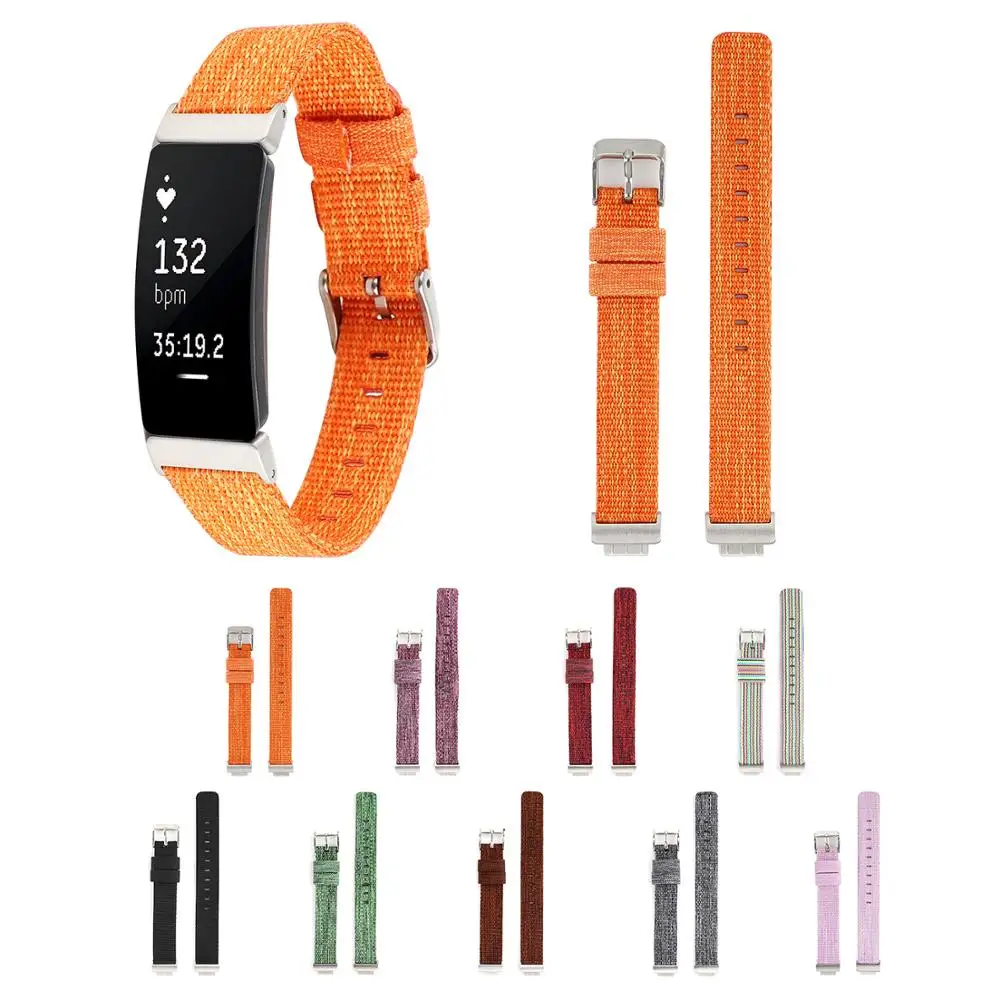Полотно холста для Fitbit Inspire HR плетеный браслет нейлоновый ремешок часы ткань