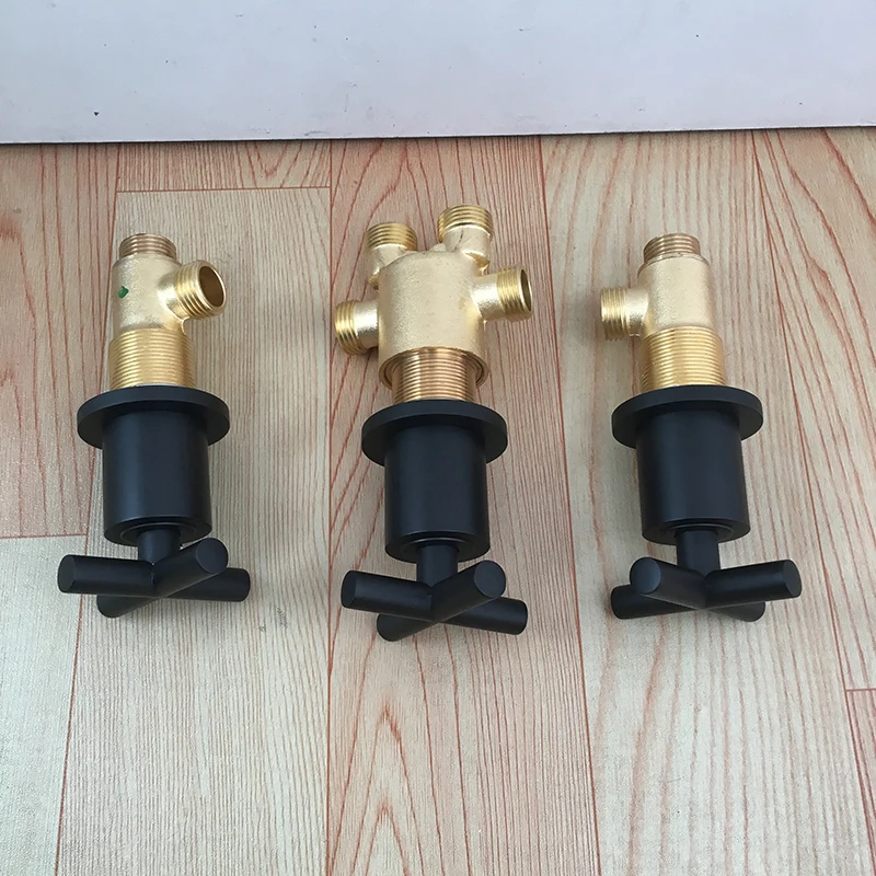 MTTUZK Solid Brass Mixing Valve Tap For Bathtub Faucet  Hot and Cold Mixer Matte Black  Bathroom Faucet Accessories 5