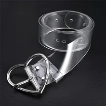 

Transparent Belt Women Fashion Round Square Heart Shape Buckle Belt Simple Pin Belts for Jeans Dress