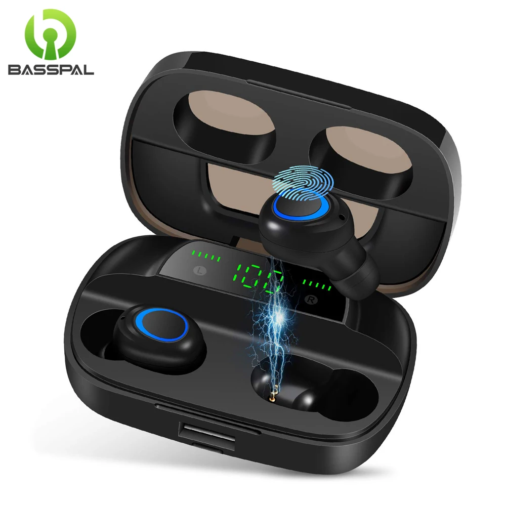 BassPal S11 TWS беспроводные Bluetooth наушники стерео бас 5 0 с микрофоном светодиодный