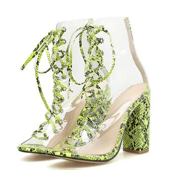 

New Fashion Women Sandals Ankle Perspex High Heels PVC Clear Crystal Concise Classic Buckle Strap High Quality Shoes size35-42