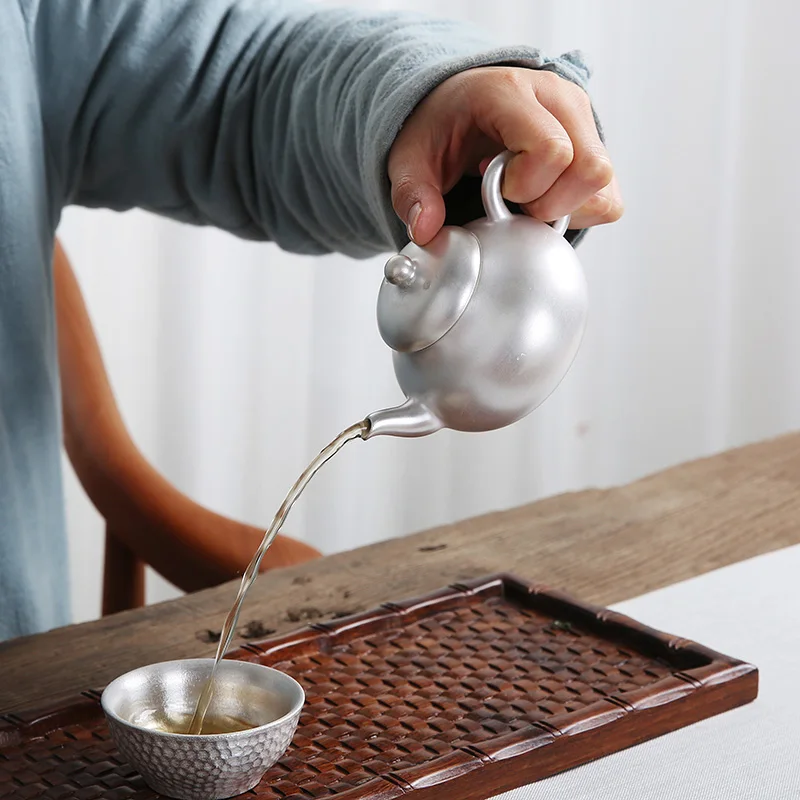 Серебряный горшок ручной работы Xishi горшок бытовой маленький серебряный чайник из стерлингового серебра 999 пробы классический чайный набор кунг-фу