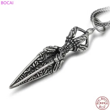 

BOCAI s925 sterling silver pendant retro classic popular Buddhist instrument vajra Thai silver pendant for men and women