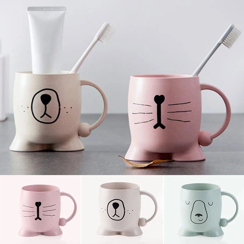 Practical- Wheat Straw Cute Tea Coffee Mug Tooth Cup Home Travel Bathroom 300ml