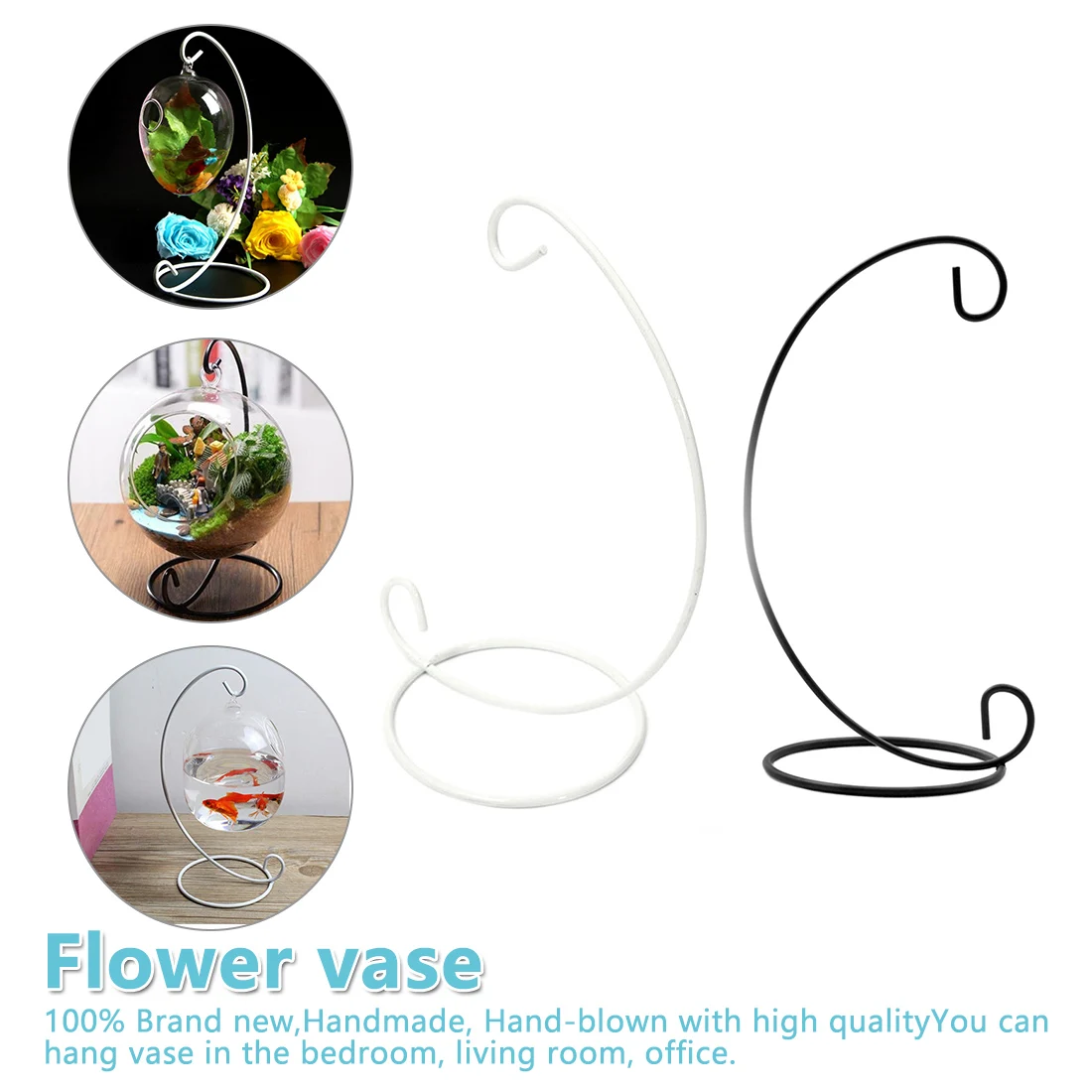 

1PC Hanging Holder Crystal Terrarium Container Without Glass Ball Vase Pot Iron Stand Holder Decoration Home Decor