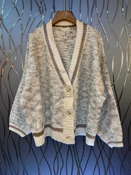 

2019 New Fashion Casual Loose Women Cardigan Knit Sweater Winter V- Neck Batwing Sleeve Thick