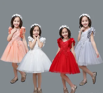 

2020 New Elegant Flower Girls Dress Wedding Party Princess Dress Casual Kids Clothes Lace Flower Dress Children's For 3-12T