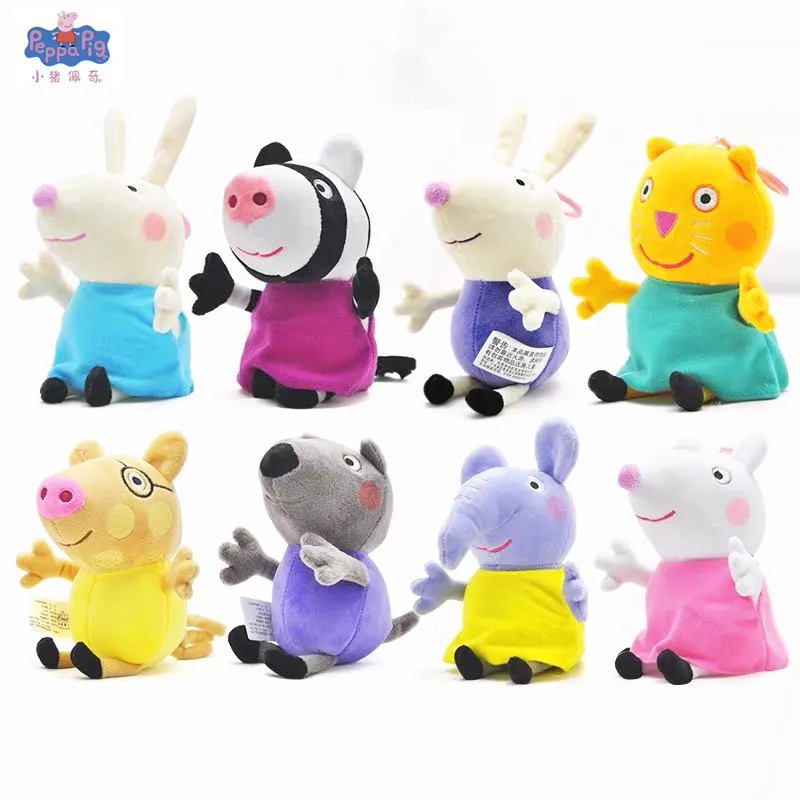 

8 Pcs/Set Original Peppa Pig Friend Plush Toy George Rabbit Sheep Dog Elephant Cartoon Plush Toys Birthday Gift For Boy Girl