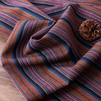 

High quality linen cotton fabric Yarn dyed old stripes tissu cheongsam, dress, coat, trousers, suit patchwork