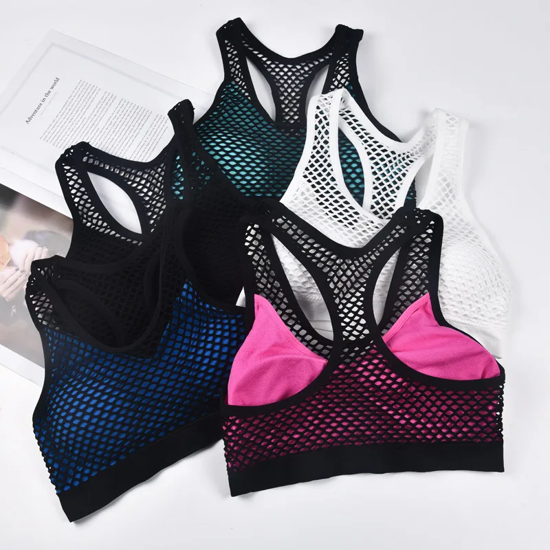 Mesh Sports Bra Hollow Out Sport Top Seamless Fitness Yoga Bras Women Gym Top Padded Running Vest Shockproof Push Up Crop Top Mesh Sports Bra Hollow Out Sport Top Seamless Fitness Yoga Bras Women Gym Top Padded Running Vest Shockproof Push Up Crop Top