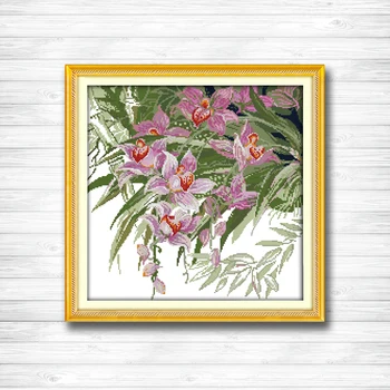 

Orchid flowers purple diy paintings DMC 14CT 11CT Cross Stitch Needlework Set Embroidery kits chinese cross stitch Home decor