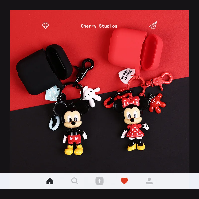 

Super Cute Cartoon Mickey Minnie Silicone Earphone Accessories Set Silicone Case For Airpods 1 2 Charging Wireless Bluetooth