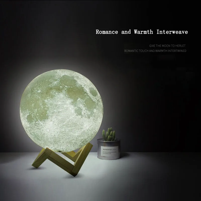 3D Print Moon Lamp Night Light Rechargeable 3 Color Tap Control Lamp Lights 16 Colors Change Remote LED Moon Light Romantic Gift