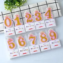 0-9 Years Birthday Candle New Girls Kids Birthday Numbers Candle Party Crown Smoke-free Cake Candles for for Cake Party Supplies