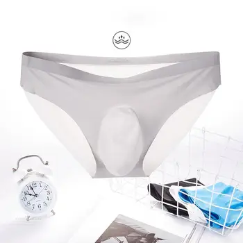 

Men's Ice Silk Briefs 2020 New Summer Ultra-thin Seamless Large Male Shorts Panties Convex 3d L-3xl Underpants Underwear Lo R9A9