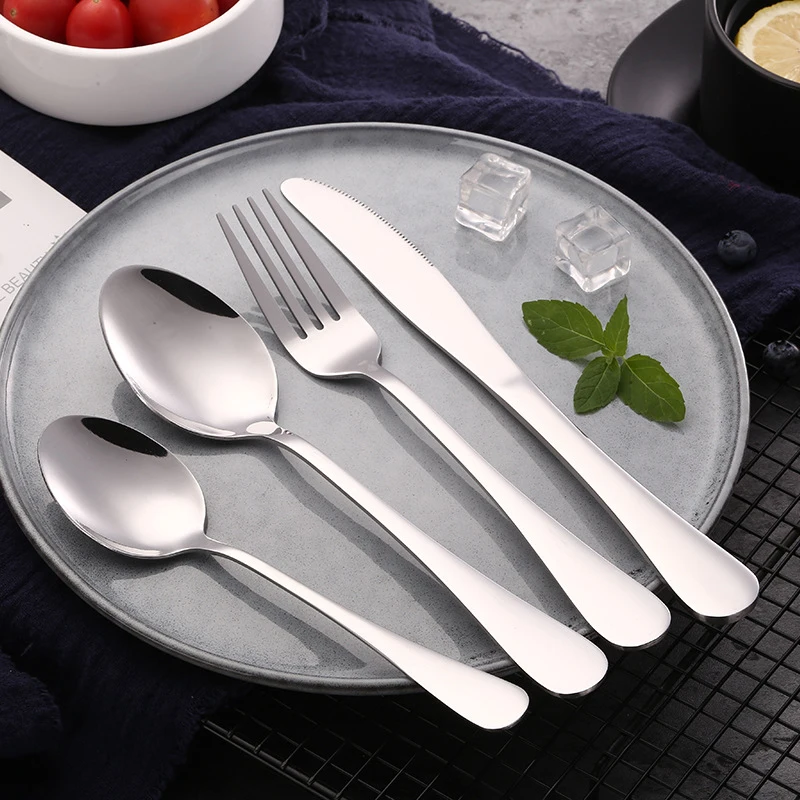 Режущий инструмент, вилка, ложка из нержавеющей стали, столовая кухонная посуда, товары для дома - Цвет: Silver