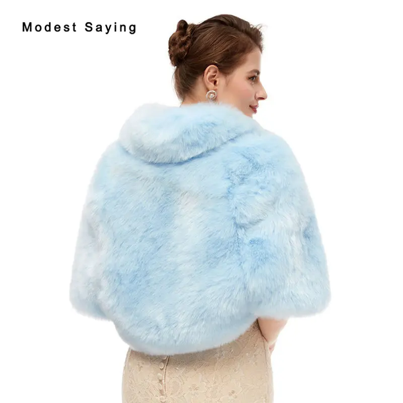 light blue fur shawl