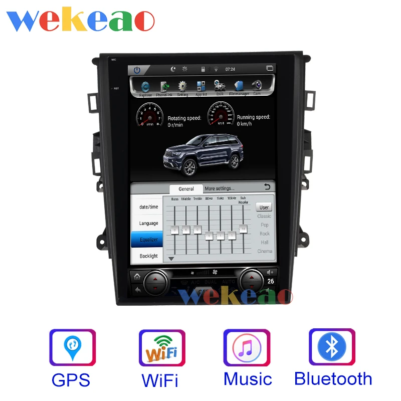Wekeao вертикальный экран Tesla style 12,1 ''1 Din автомобильный dvd-плеер на основе Android автомобильный радиоприемник с gps навигацией для FORD Mondeo 2013+ wifi