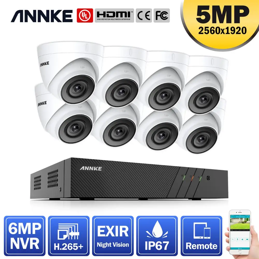 Сетевая система видеонаблюдения ANNKE 8 каналов FHD 5 Мп POE сетевой видеорегистратор