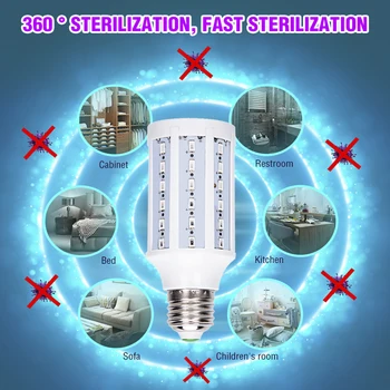 

UVC Sanitizer Disinfection Corn Lamp Germicidal Light 12W LED Sterilization Bulb for Household Rooms Protection Supplies