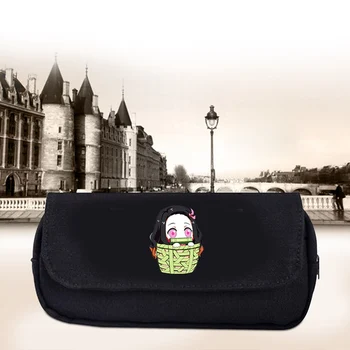 

Anime Demon Slayer: Kimetsu No Yaiba Pencil Case Make Up Cosmetic Bag Cartoon Student Multi-function Flip Stationery Bag Gift