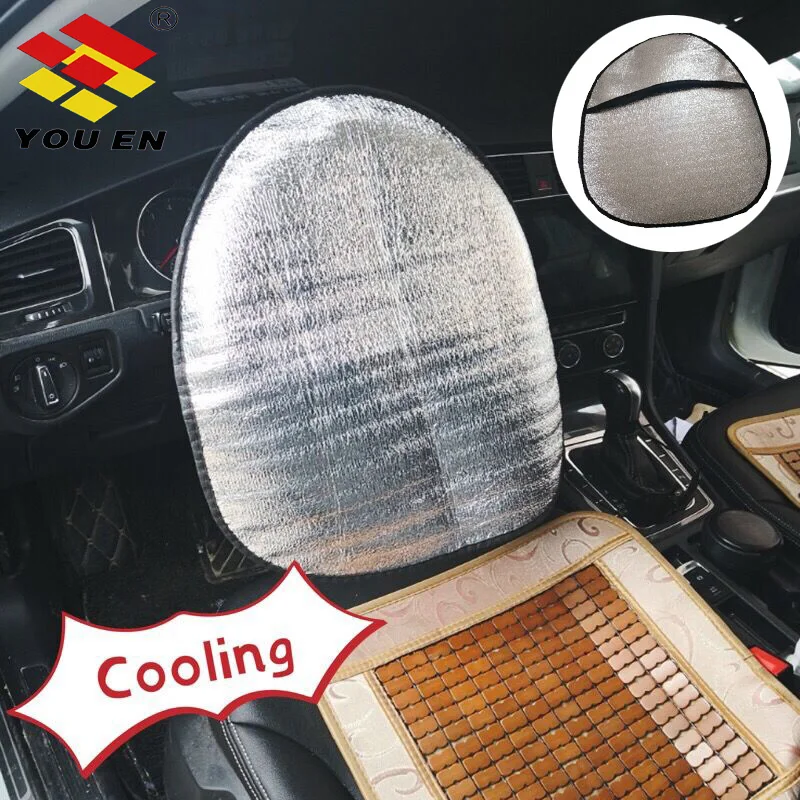 

YOUEN Double Thicken Auto Car Steering Wheel Sun Shade Cover Heat-Resistence Sunshade Aluminum Foil Steering Cover Mat