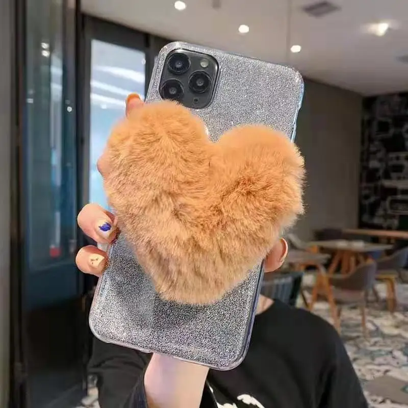 Чехол с плюшевыми шариками и сердечками для Asus Zenfone ZC551KL Go Live ZC520TL ZB501KL Max 2 3 Laser ZE500KL ZE550KL - Цвет: Black
