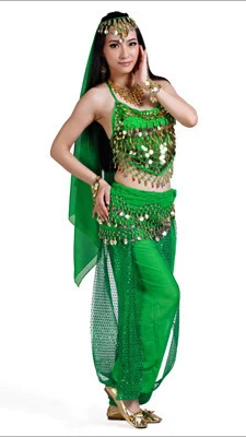 Belly Dance Set Belly Dance Indian Dance Performance Costume 12 Colors - Цвет: Зеленый