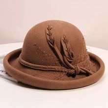 Шикарная шляпа-федора с цветком груши для женщин, для вечеринок, для девушек, элегантная фетровая Кепка, Женская мода, австралийские шерстяные шляпы