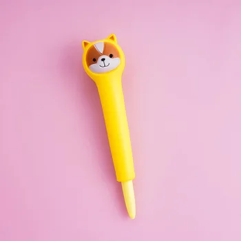 

1X Soft Sponge Yellow Corgi Dog Pressure Relief Gel Pen School Stationery 0.5mm Black
