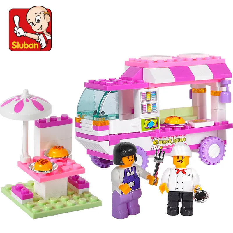 102Pcs Friends Pink Dream Old Vans Snack House Car Building Blocks City Bricks Figure Giocattoli Educativi Per Ragazze Regalo Di Natale