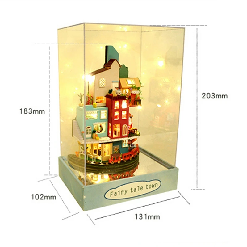 DIY DollHouse with Dust Cover Doll House Miniature Dollhouse Furniture Toys for Children New Year Christmas Gift Casa tc2
