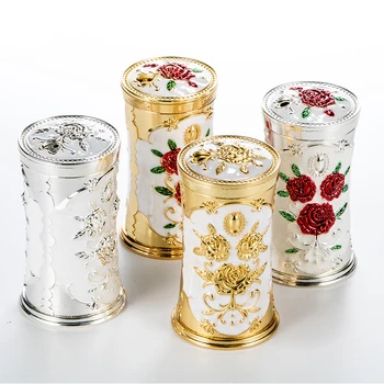 

Vintage Flower Carved Toothpick Holder Zinc Alloy Toothpick Dispenser Organizer Household Table Toothpick Storage Box Decor