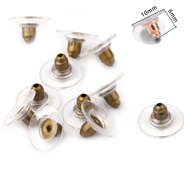 100-200pcs/lot Rubber Earring Back Silicone Round Ear Plug  Earrings Back Stopper For DIY Parts Jewelry Findings Making Tools Style1Antique Bronze