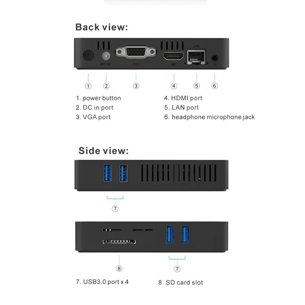Mii Мини ПК Intel Apollo Lake J3355 4Gb+ 64Gb офисный компьютер 4K Dual Hdmi Usb3.0 Gigabit Ethernet Windows 10 Мини компьютер