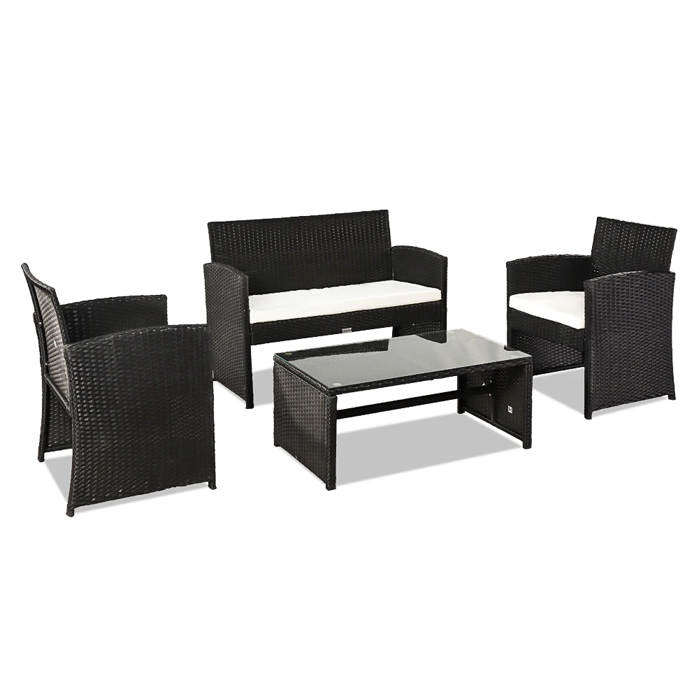 

Outdoor Leisure Rattan Furniture Four-Piece-Black patio rattan set