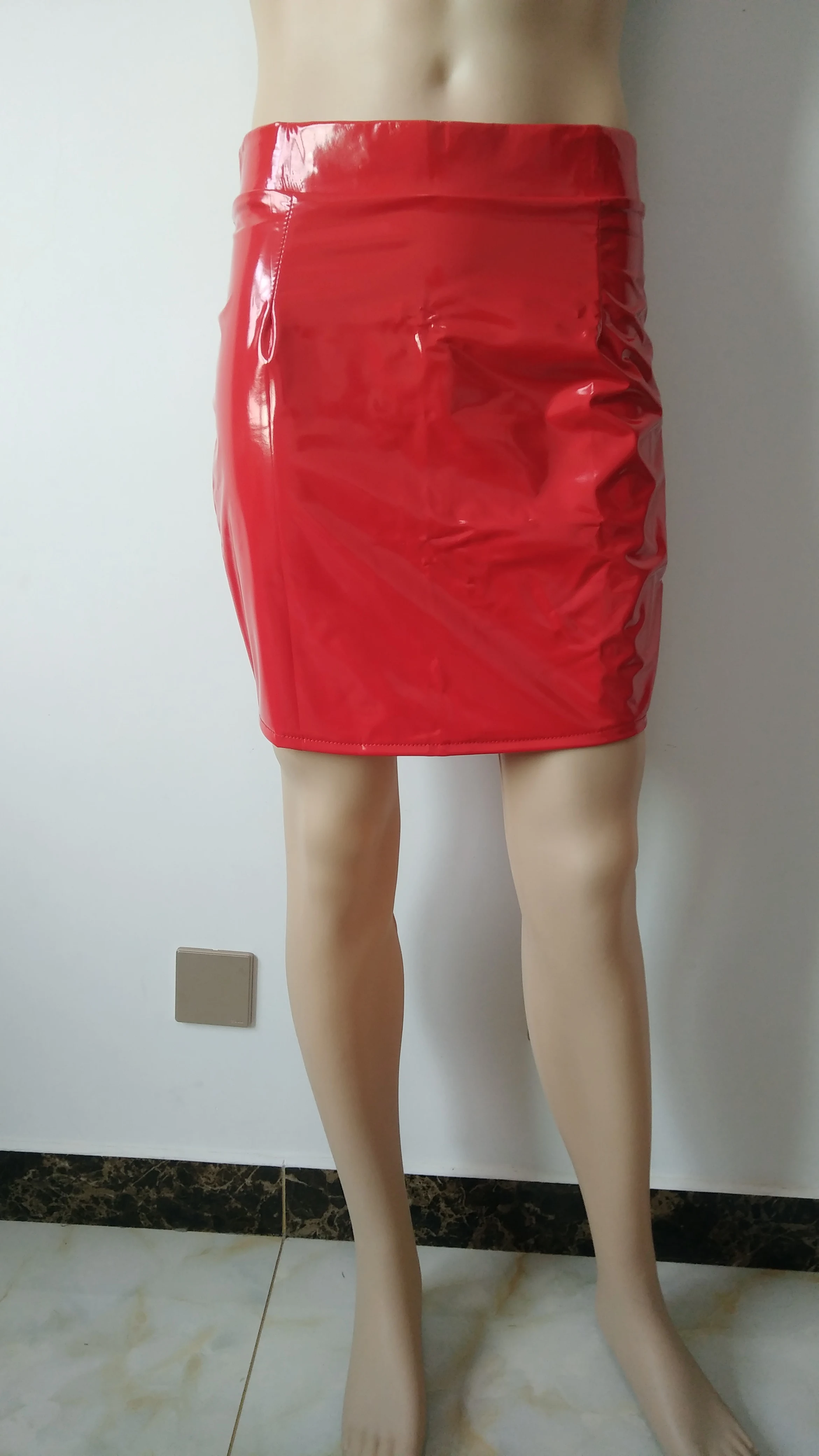 

Womens Evening Party Costumes Club Skirts Shiny Wetlook PVC faux Leather Bodycon Pencil Skirts Female Cocktail Sexy Ladies Club