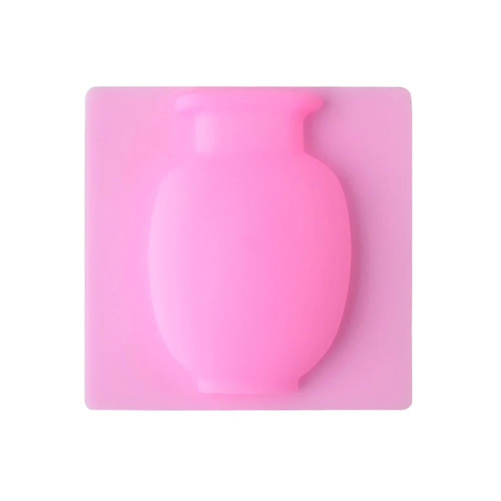 Силиконовая клейкая ваза, наклейка, Многоразовые Настенные цветочные горшки, для внутреннего бурения, без подвешивания, домашний декор, ваза для цветов - Цвет: Розовый