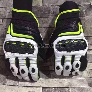 

Black/White/Fluo Yellow Dain Carbon D1 Short Leather Gloves Motocross Motorcycle Sports Racing Gloves